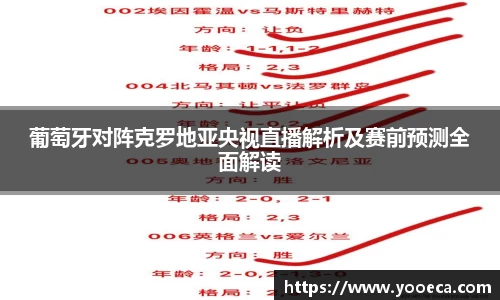 葡萄牙对阵克罗地亚央视直播解析及赛前预测全面解读
